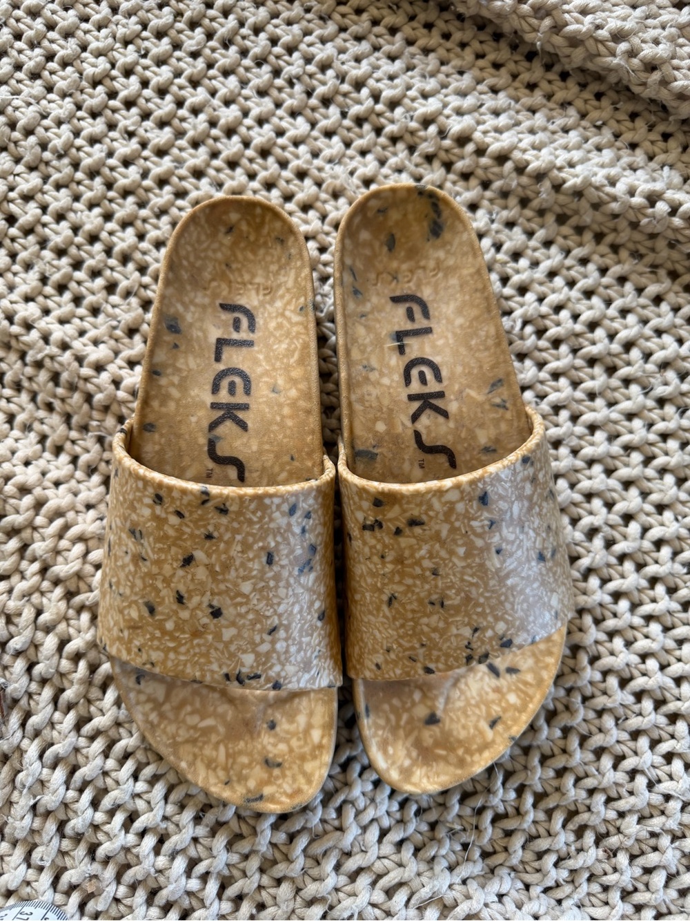 Women's Tan Speckled Slide Sandals